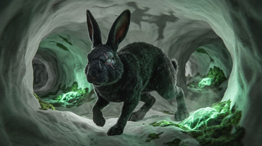 General Thorn walking through a moss-lit chalk tunnel in Briar Hill.
